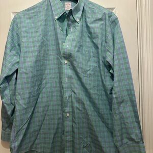 Brooks Brothers Blue and Green Checkered Shirt
